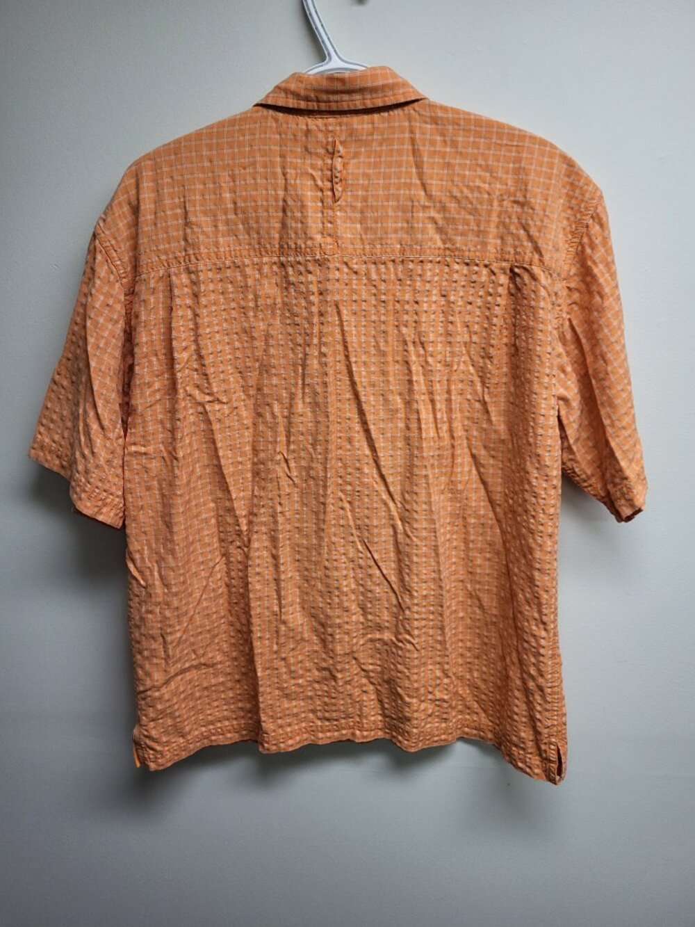 The North Face Orange Plaid Short Sleeve Button Up Shirt Medium - Picture 2 of 8